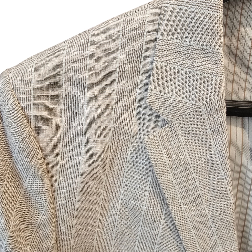 New Banana Republic Men's Linen Blend Blazer - Light tan Striped - Picture 3 of 13